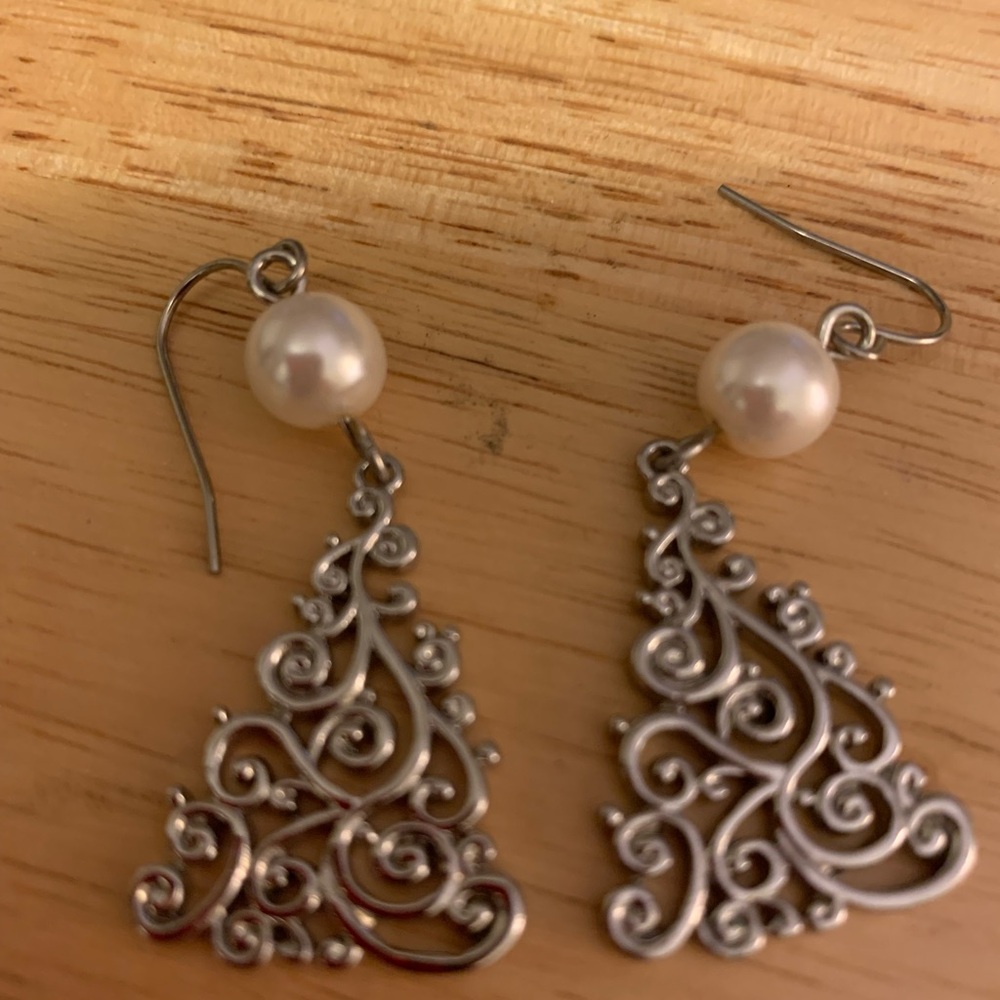 BNWT Catherine’s Christmas tree brooch matching earrings crystals pearls silver - Picture 6 of 6